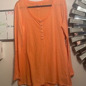 # XL V-Neck Henley with Lace Detail